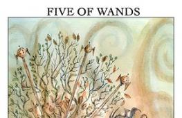 Five of Staves (5 tongkat) - arcana kecil kartu tarot