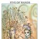Five of Staves (5 Stäbe) – kleine Arkana der Tarotkarten